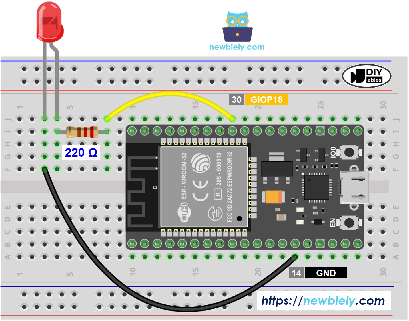 Schema de conectare LED ESP32